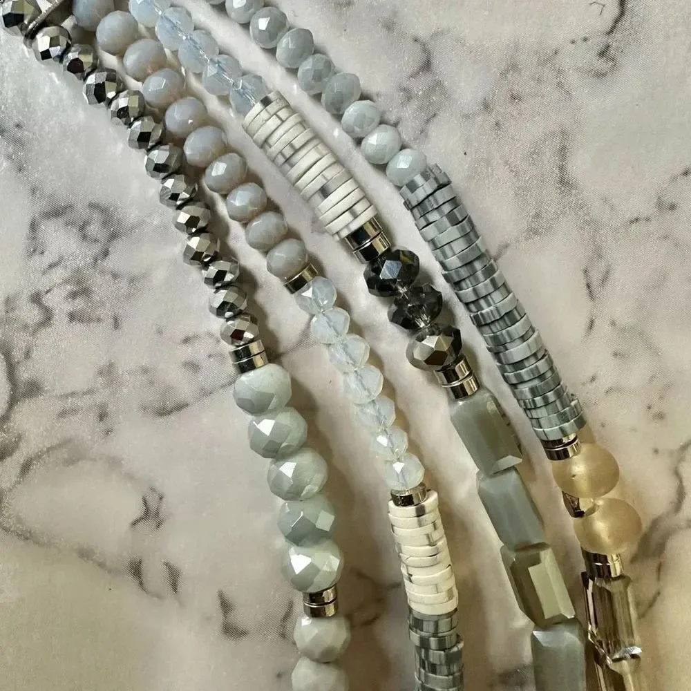 Blue  gray and white multi strand necklace